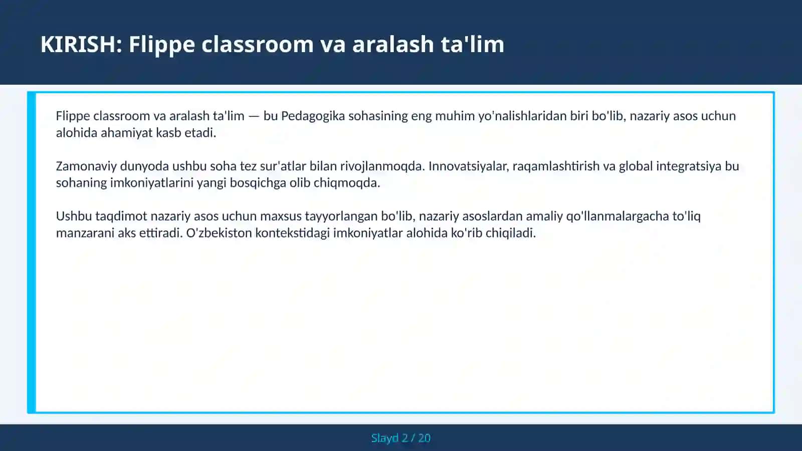 Flippe classroom va aralash ta'lim 2