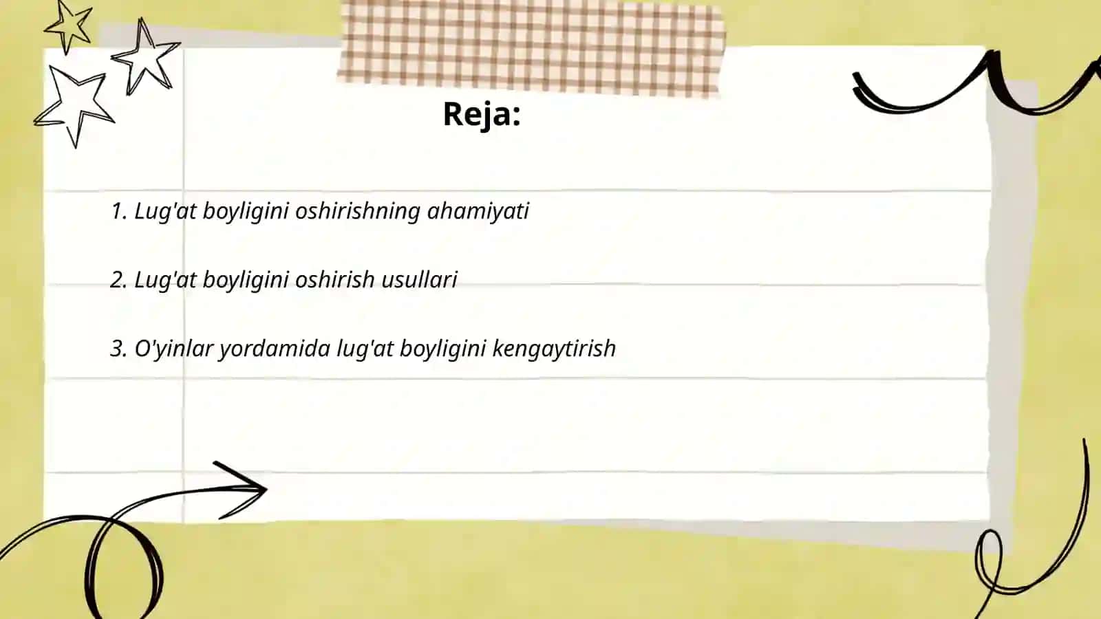 BOLALARNI LUG'AT BOYLIGINI OSHIRISH 2