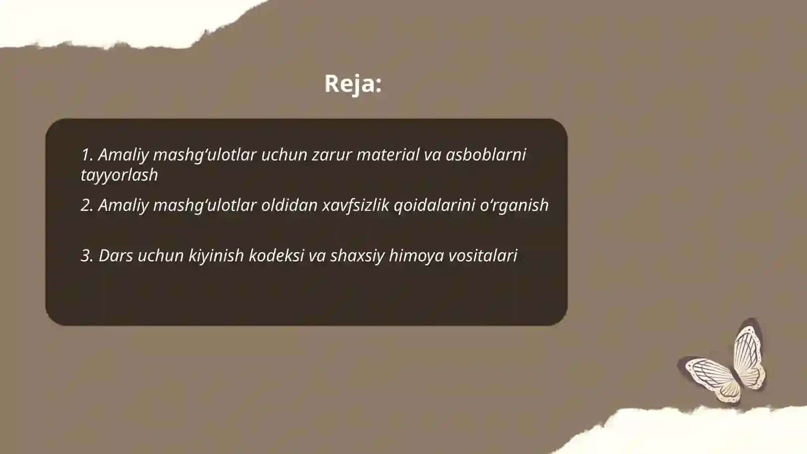 Amaliy mashgʻulotlarga tayyorgarlik koʻrish va uyga vazifalarni bajarish 2