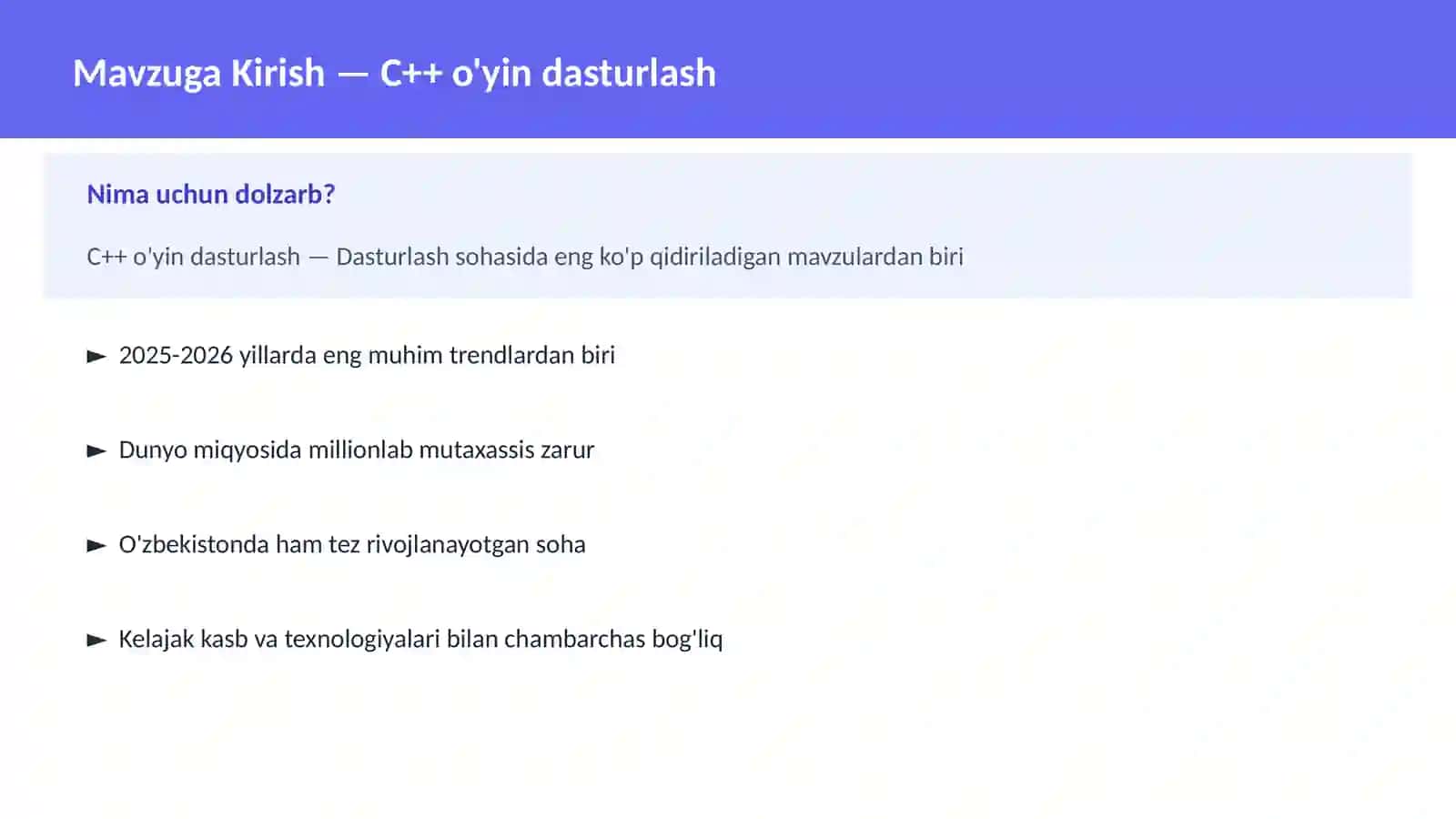 C++ o'yin dasturlash 2