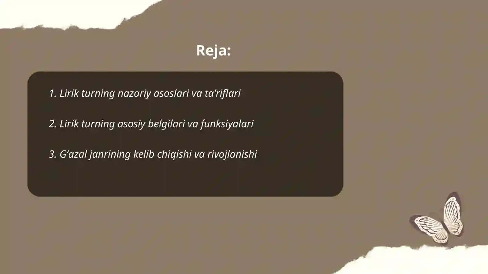 Lirik tur va uning janrlari 2