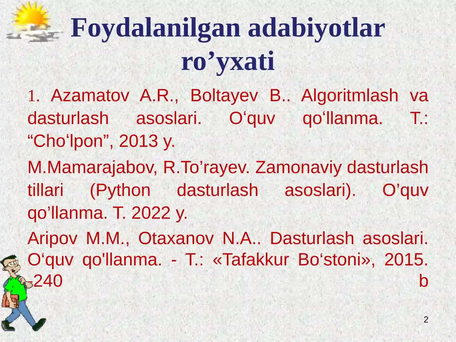 Pythondasturlashtilida funksiya va modullar 2