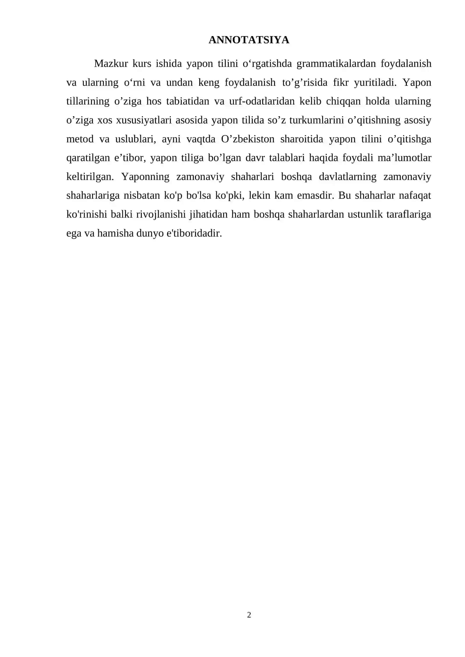 YAPON TILI DARSLARIDA GRAMMATIK KO`NIKMALARNI SHAKLLANTIRISH VA RIVOJLANTIRISH 2