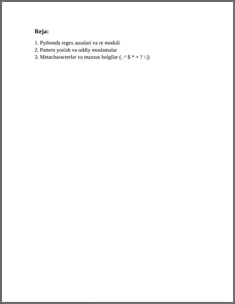 PYHTONDA REGEX LAR BILAN ISHLASH 2