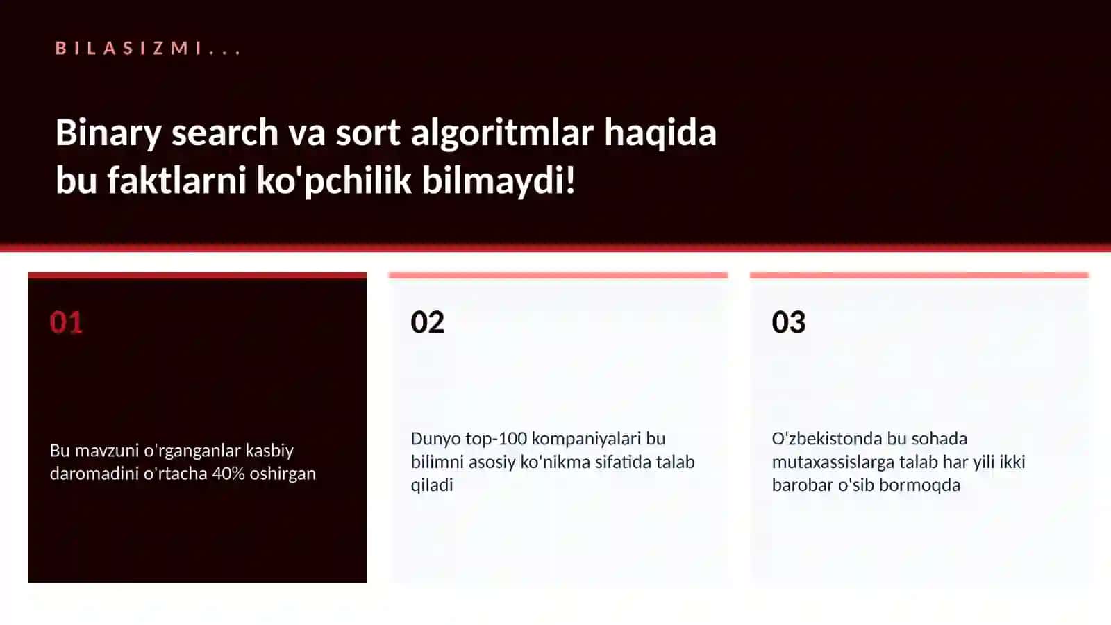 Binary search va sort algoritmlar 2