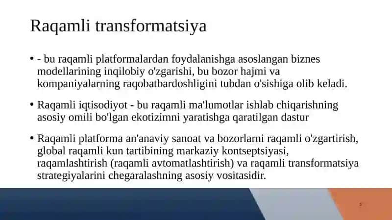 RAQAMLI TRANSFORMATSIYA 2