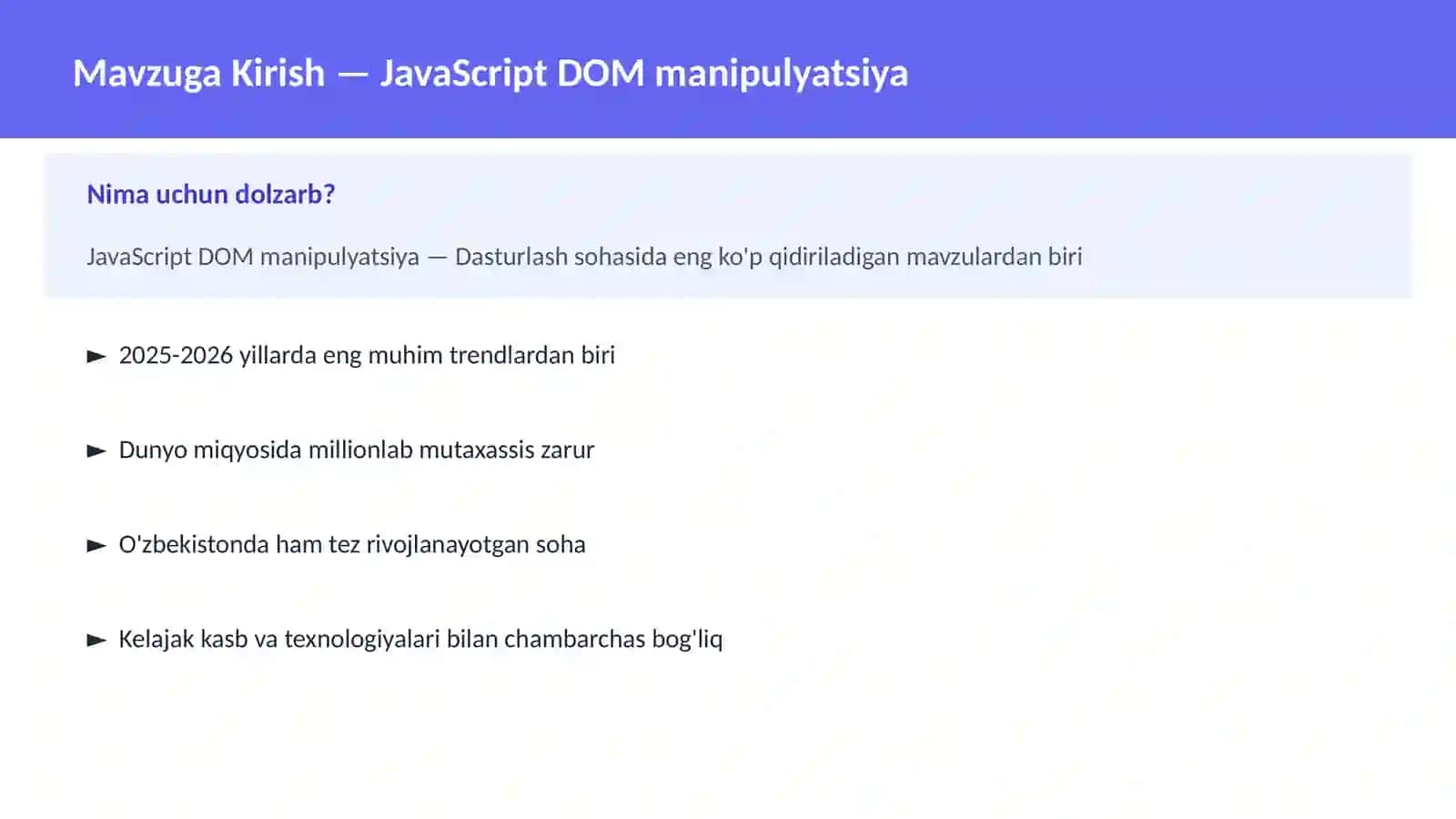 JavaScript DOM manipulyatsiya 2