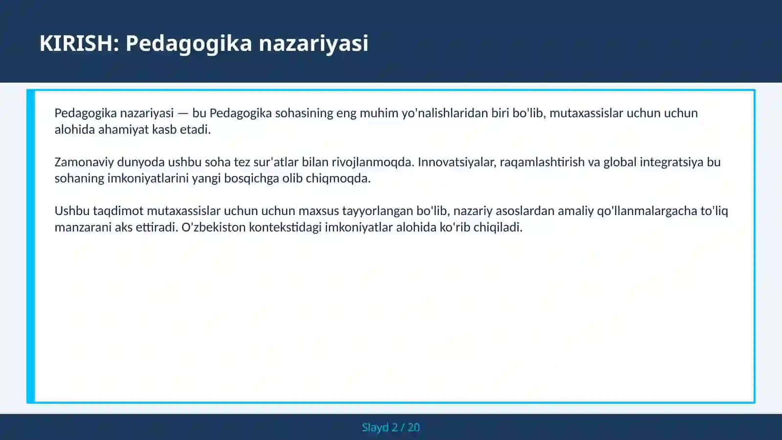 PEDAGOGIKA NAZARIYASI 2