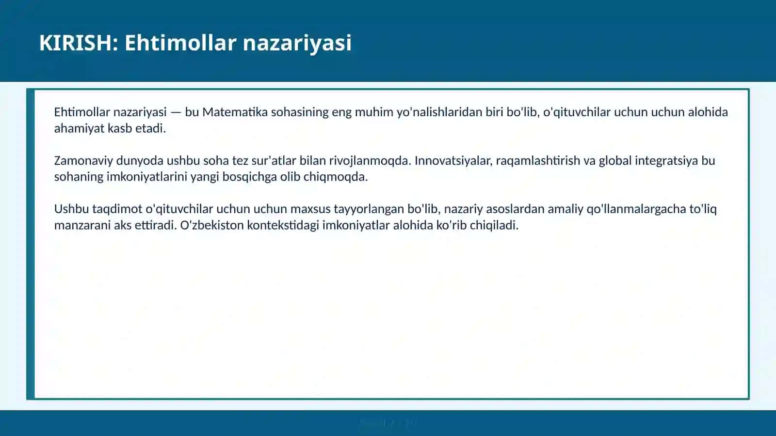 EHTIMOLLAR NAZARIYASI 2