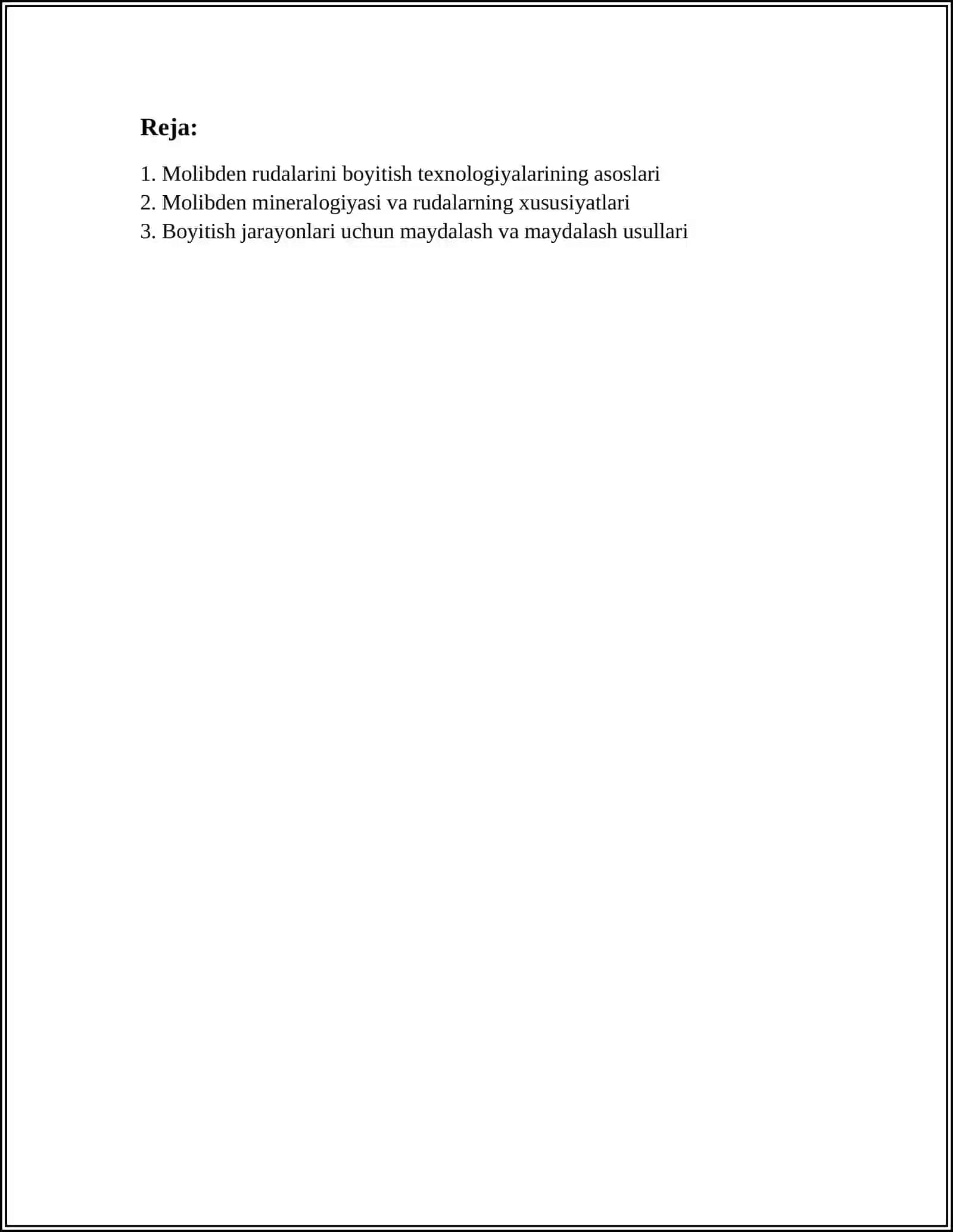 MOLIBDEN RUDALARINI BOYITISH TEXNOLOGIYASI 2