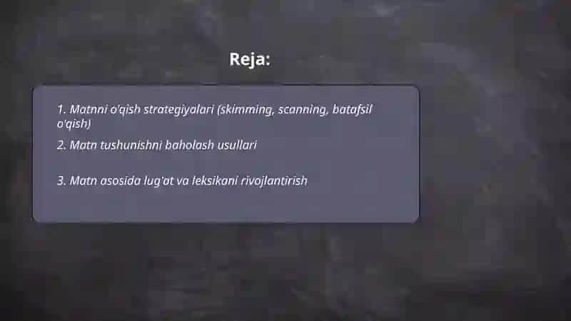 Boshlang'ich ta'limda matn ustida ishlash 2