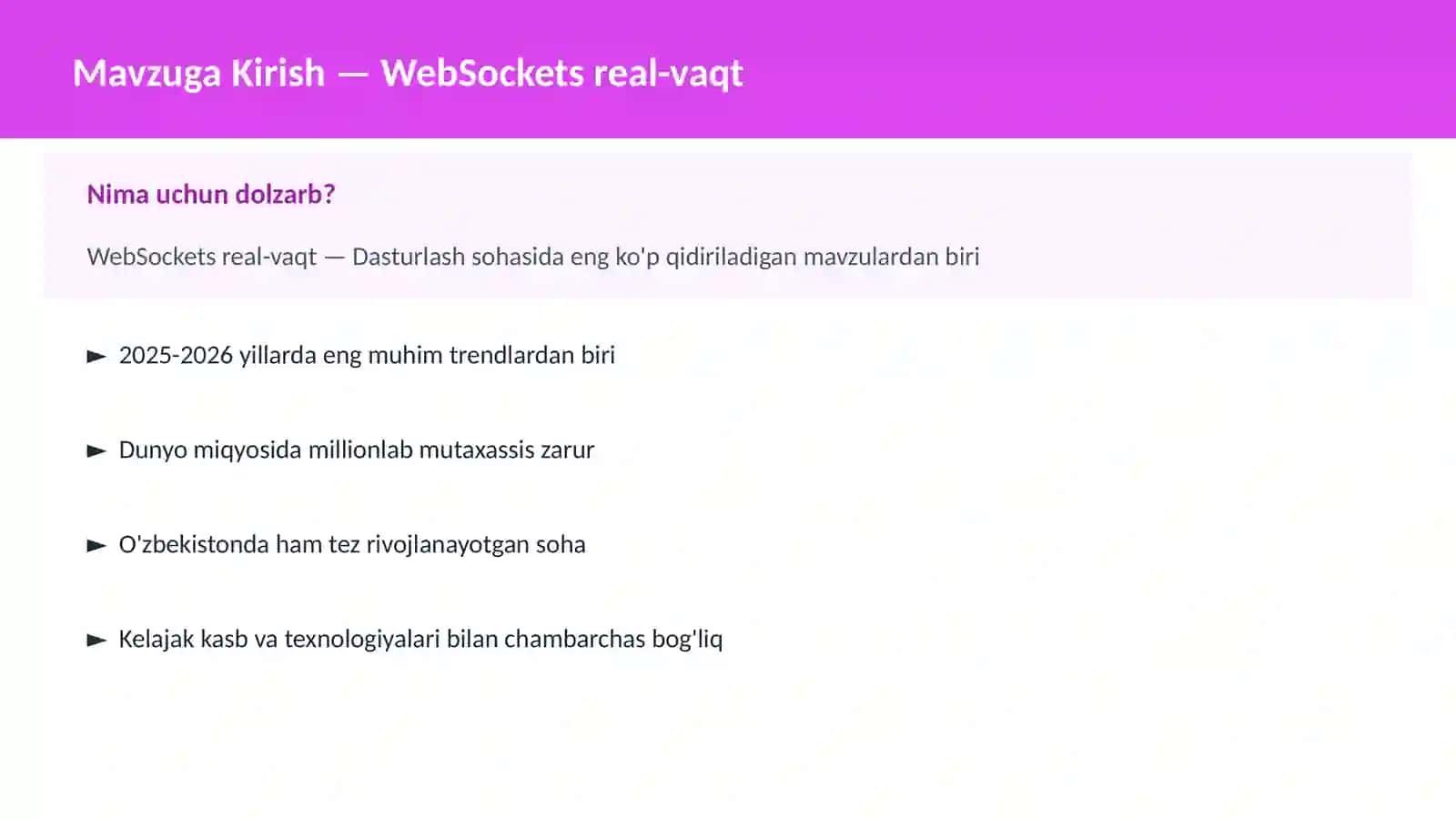 WebSockets real-vaqt 2