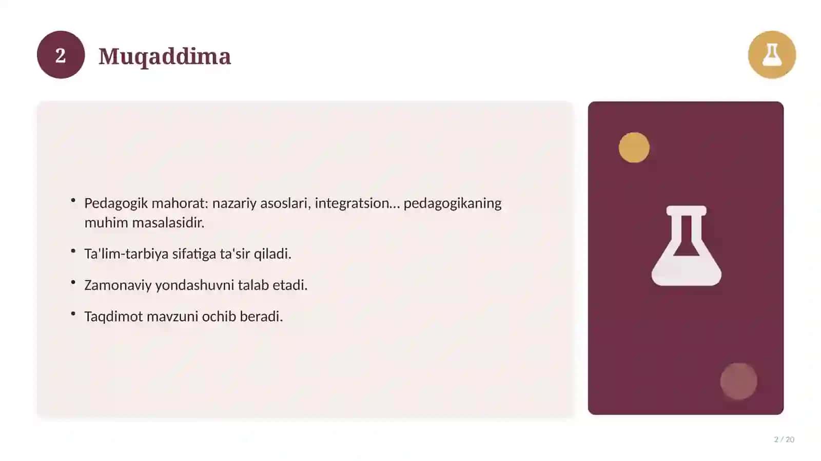 Pedagogik mahorat: nazariy asoslari, integratsion yondashuvda (Magistrlik dissertatsiyasi mavzusi) 2