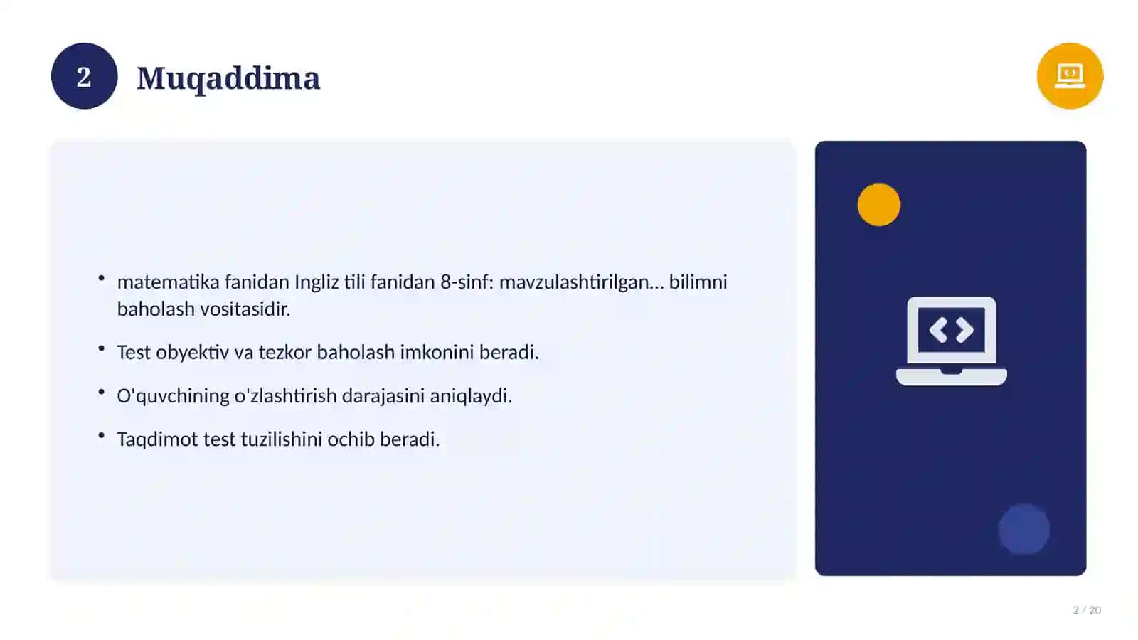 Ingliz tili fanidan 8-sinf: mavzulashtirilgan nazorat ishi va tahlil 2