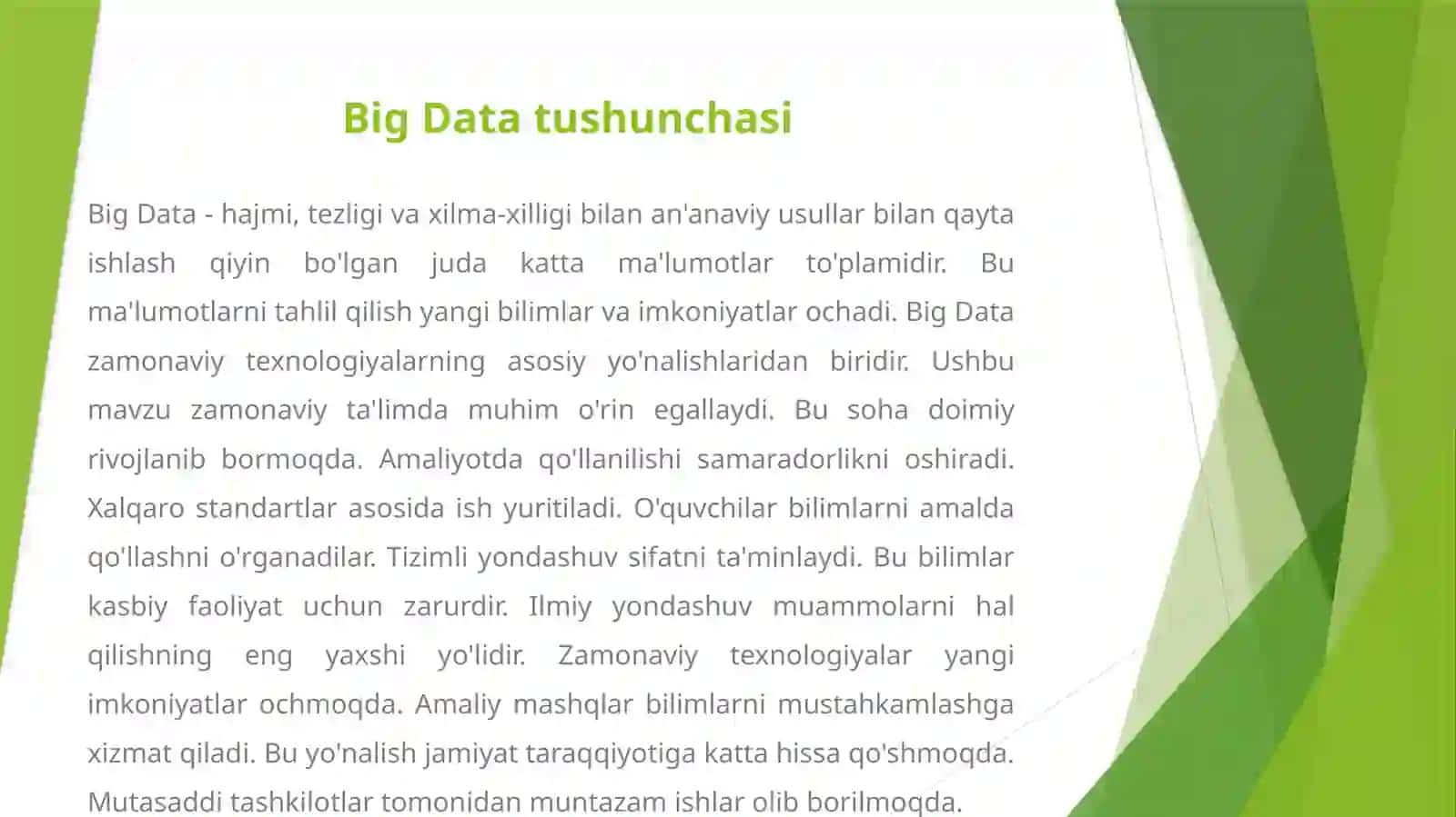 BIG DATA: KATTA MA'LUMOTLARNI QAYTA ISHLASH TEXNOLOGIYALARI 2