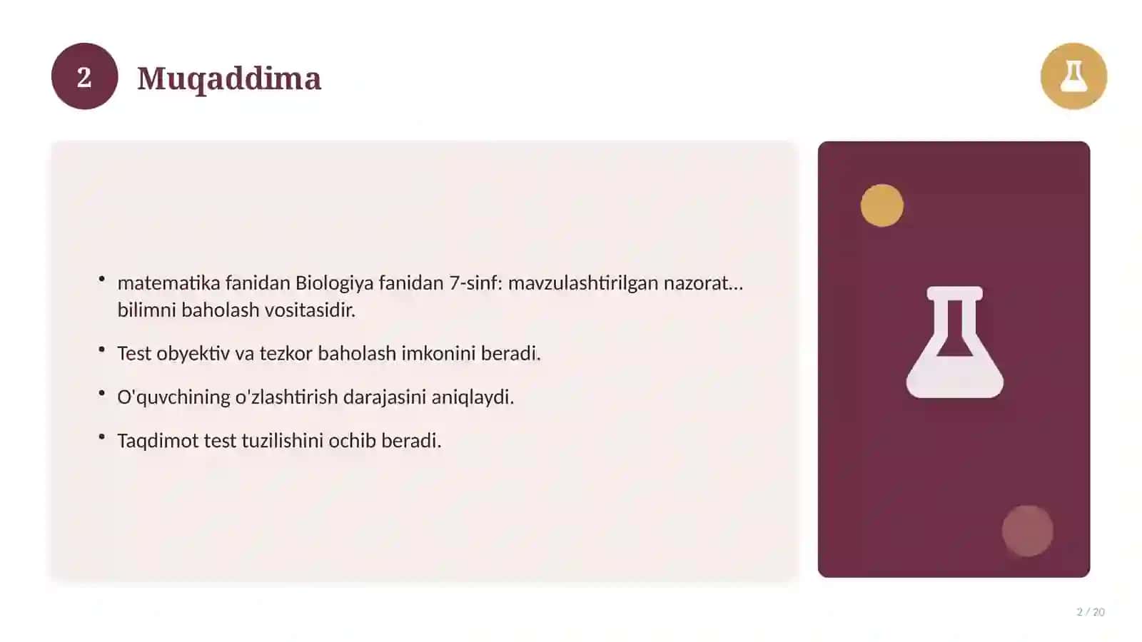Biologiya fanidan 7-sinf: mavzulashtirilgan nazorat ishi va tahlil 2