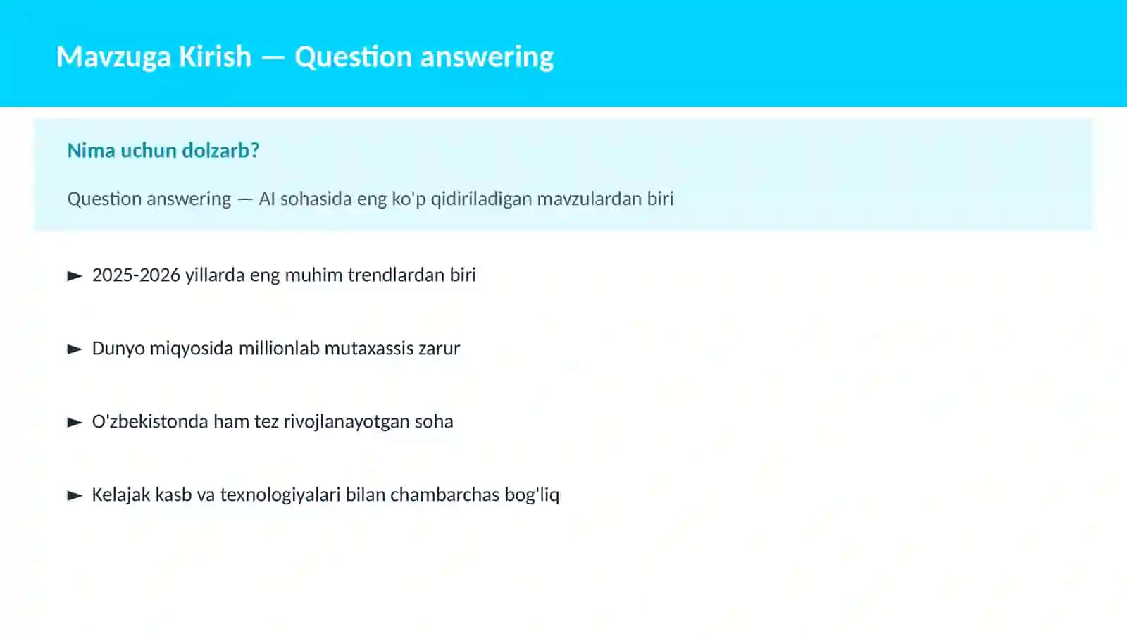 Question answering 2