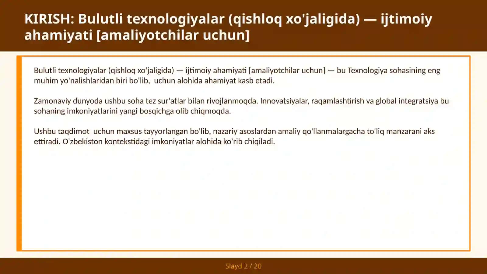 Bulutli texnologiyalar (qishloq xo'jaligida) — ijtimoiy ahamiyati [amaliyotchilar uchun] 2