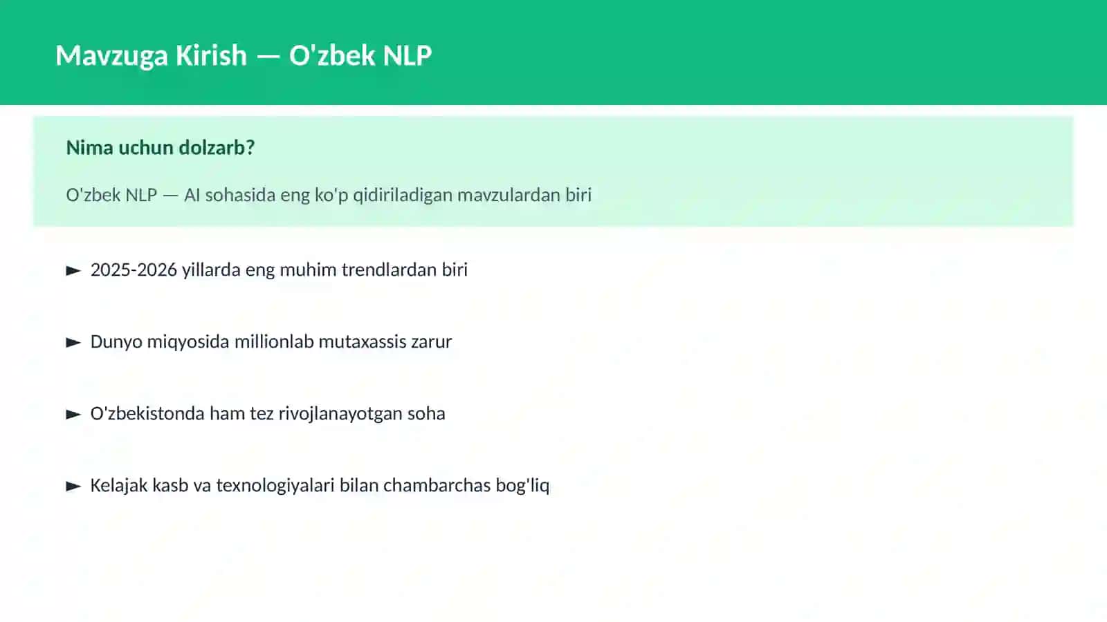 O'zbek NLP 2