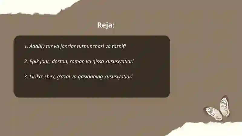 Adabiy tur va janrlar 2