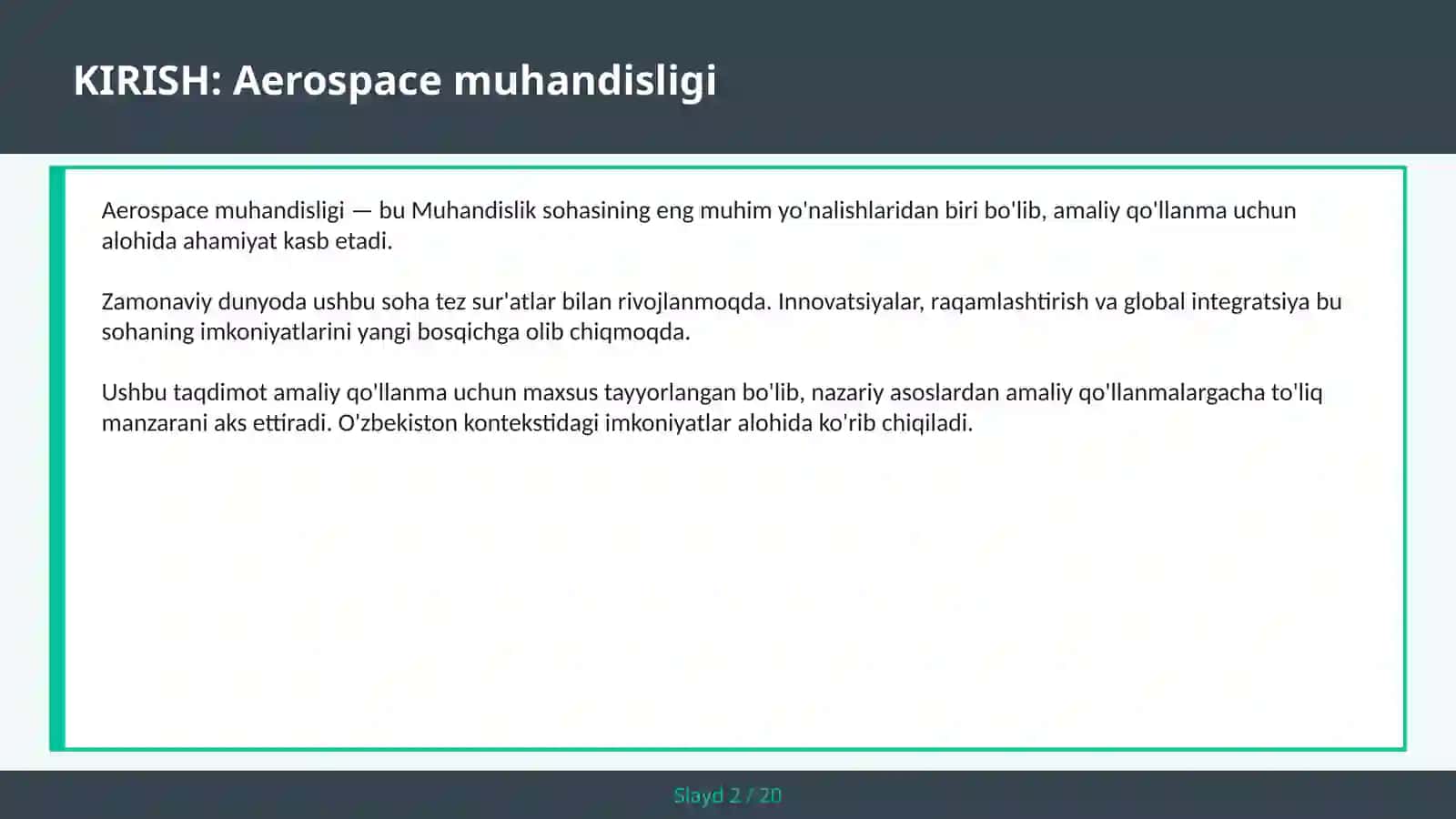 Aerospace muhandisligi 2