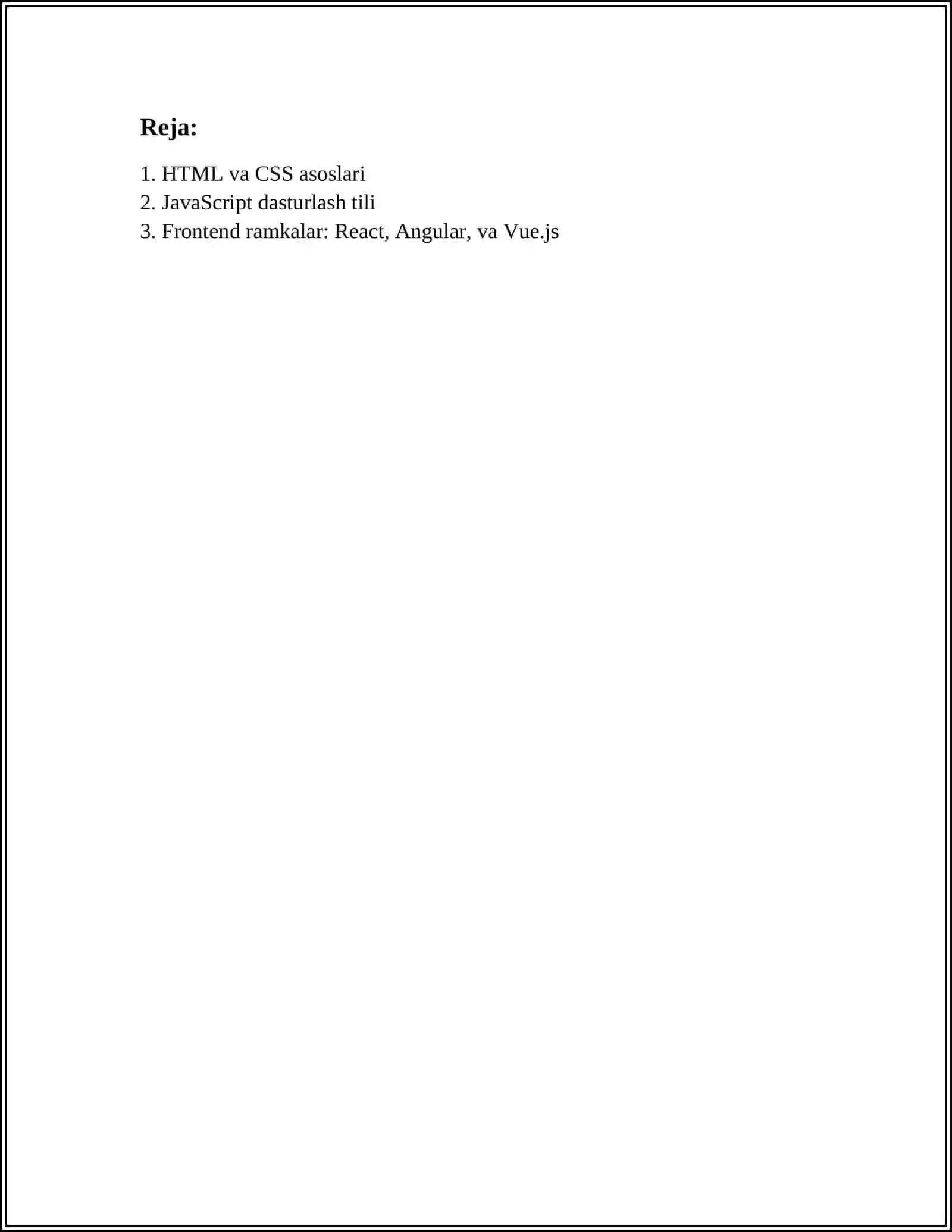 WEB DASTURLASH VA FRONTEND/ BACKEND TEXNOLOGIYALARI 2