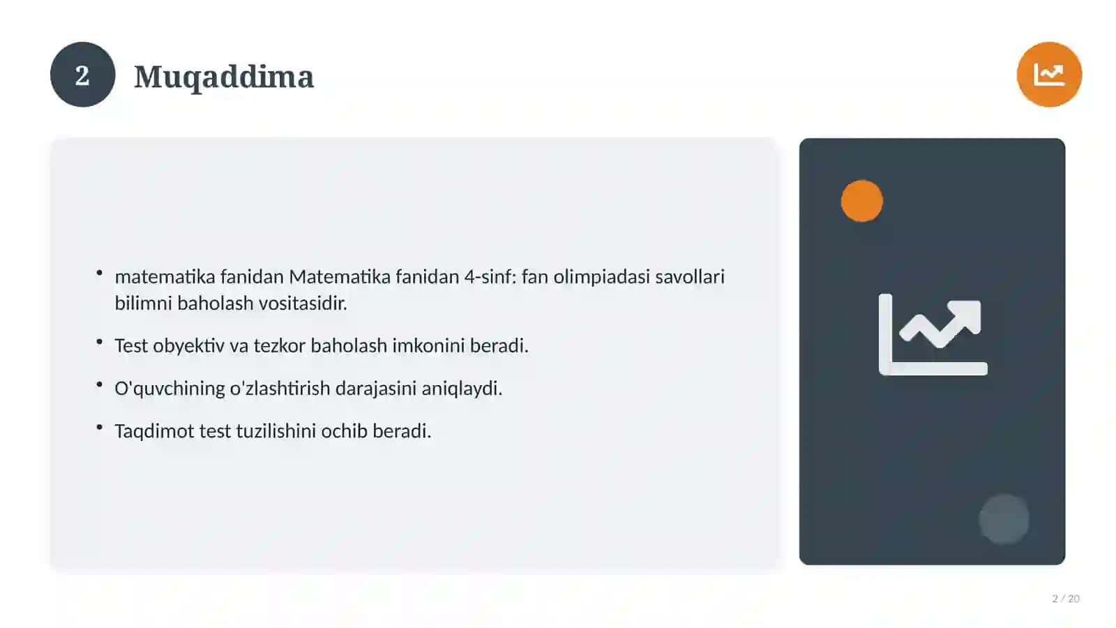 Matematika fanidan 4-sinf: fan olimpiadasi savollari 2