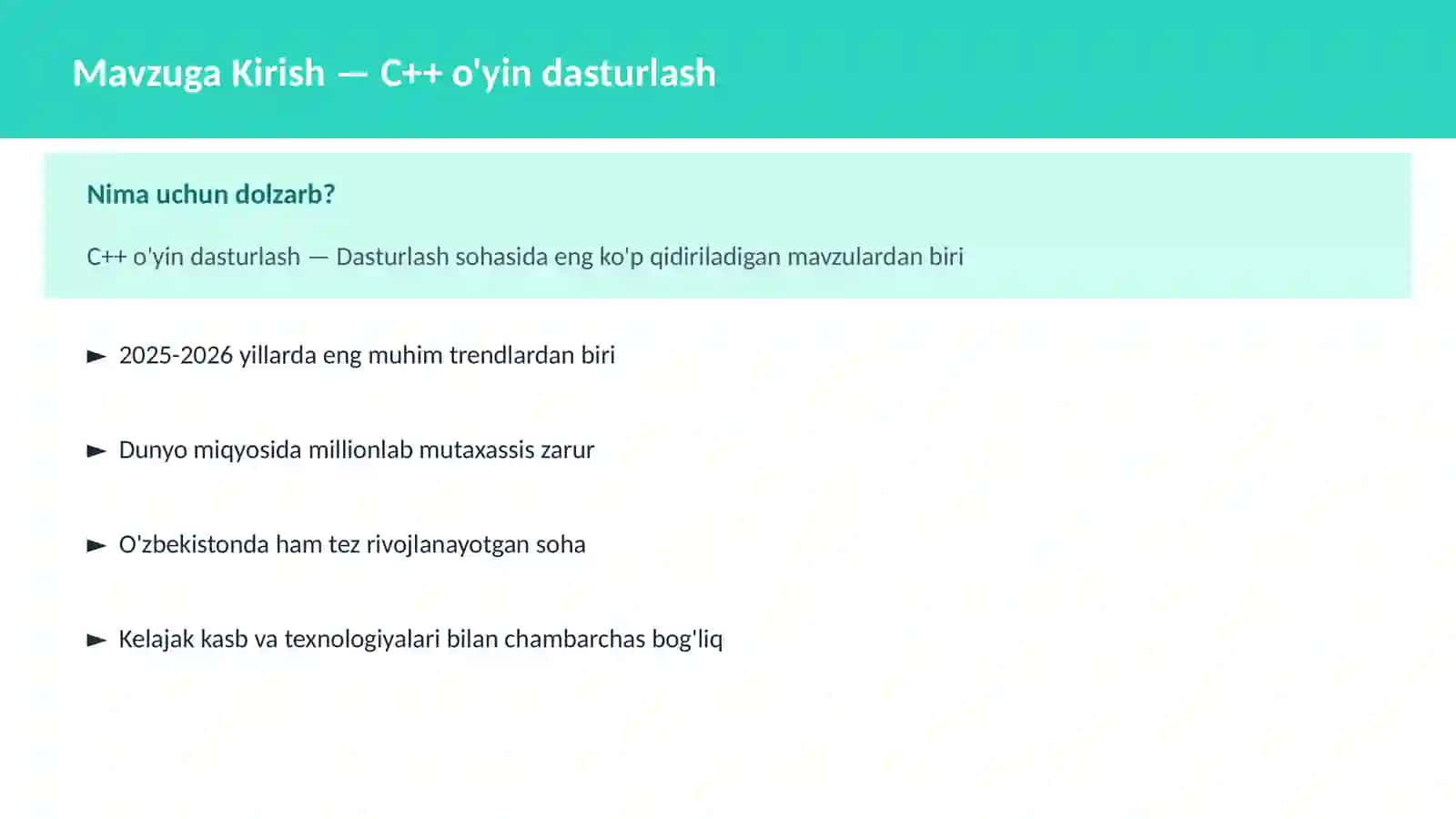 C++ VA TIZIM DASTURLASH 2