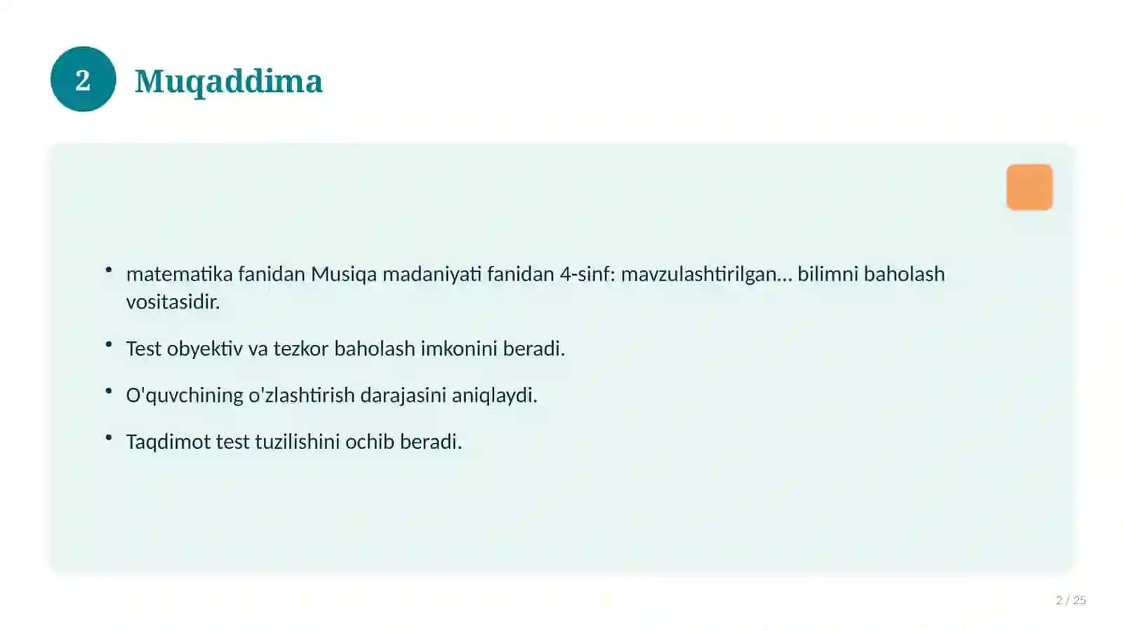 Musiqa madaniyati fanidan 4-sinf: mavzulashtirilgan nazorat ishi va tahlil 2