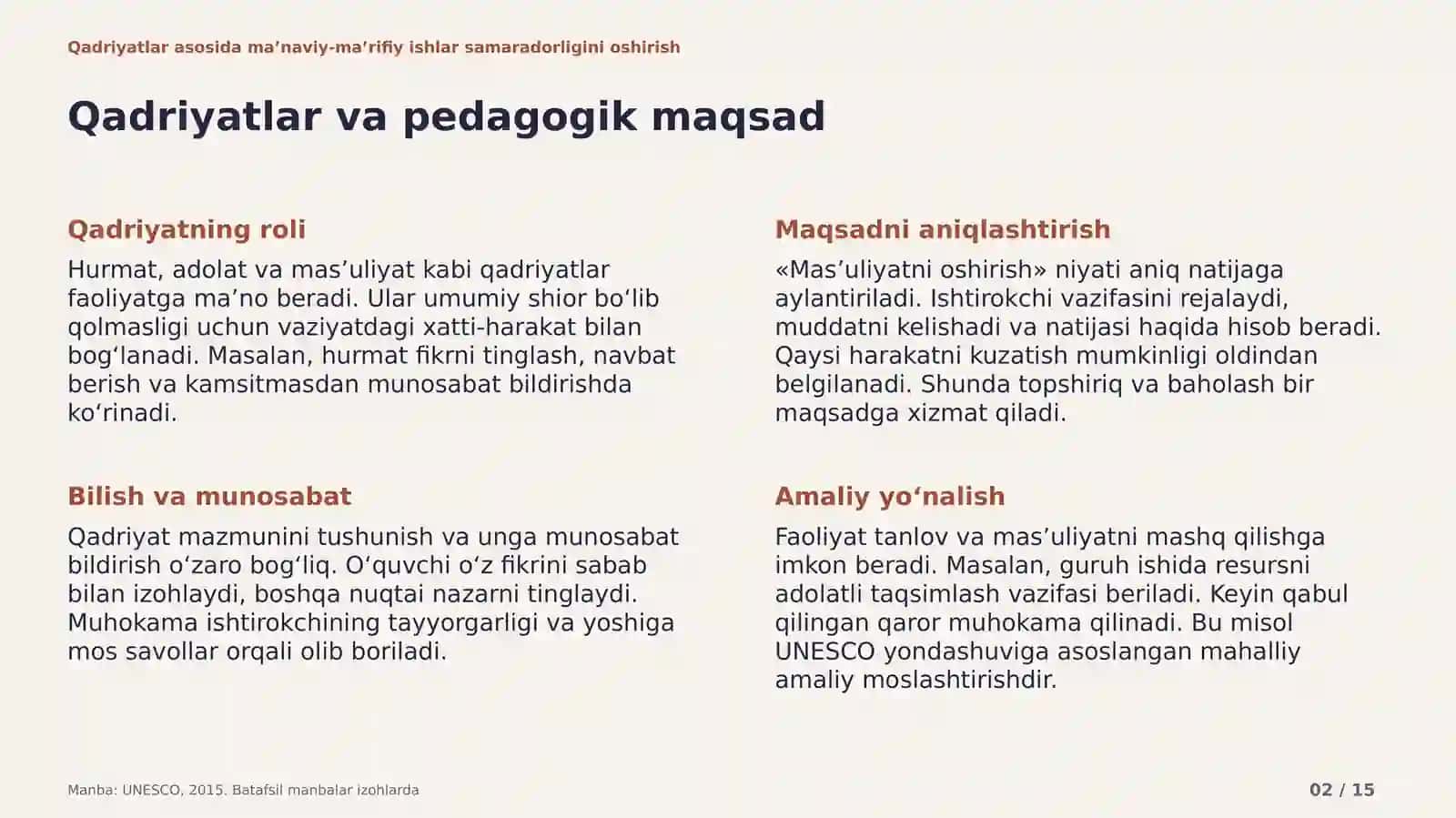 Qadriyatlar asosida ma’naviy-ma’rifiy ishlar samaradorligini oshirish 2