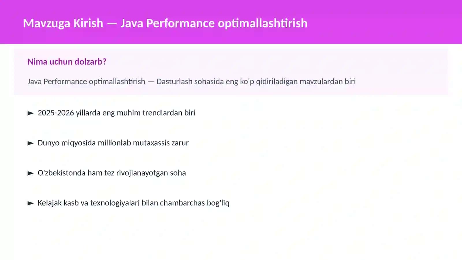 Java Performance optimallashtirish 2