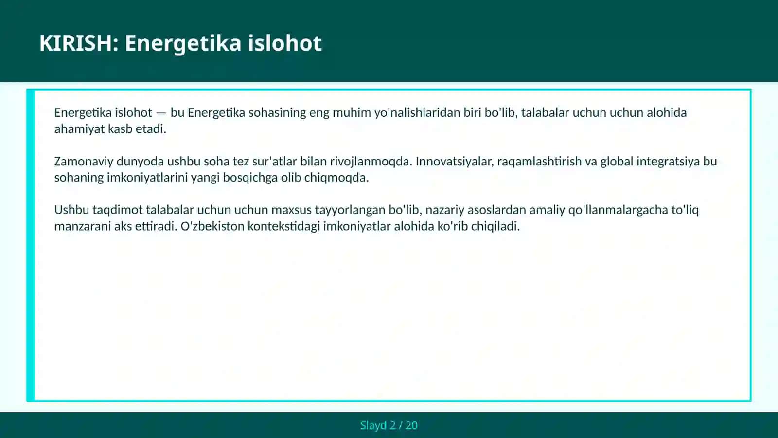 Energetika islohot 2