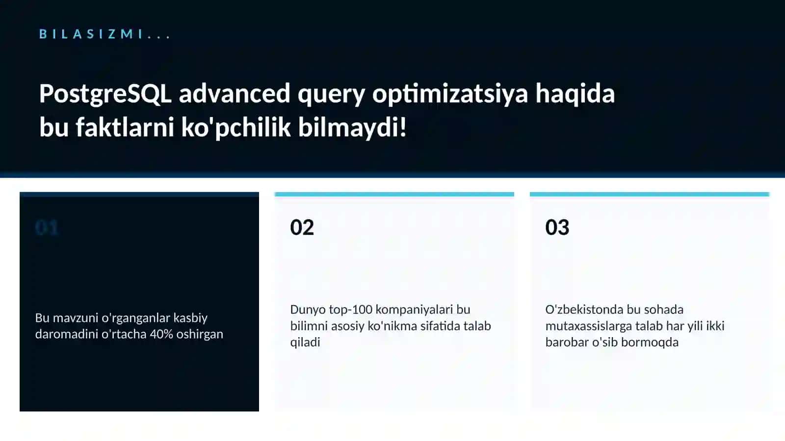 PostgreSQL advanced query optimizatsiya 2