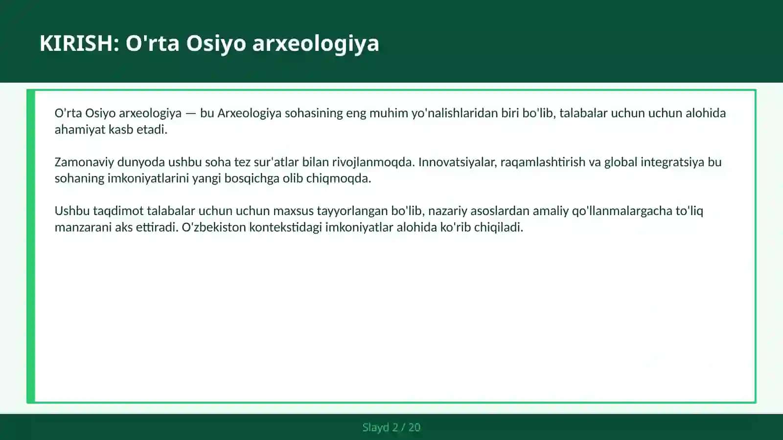 O'rta Osiyo arxeologiya 2