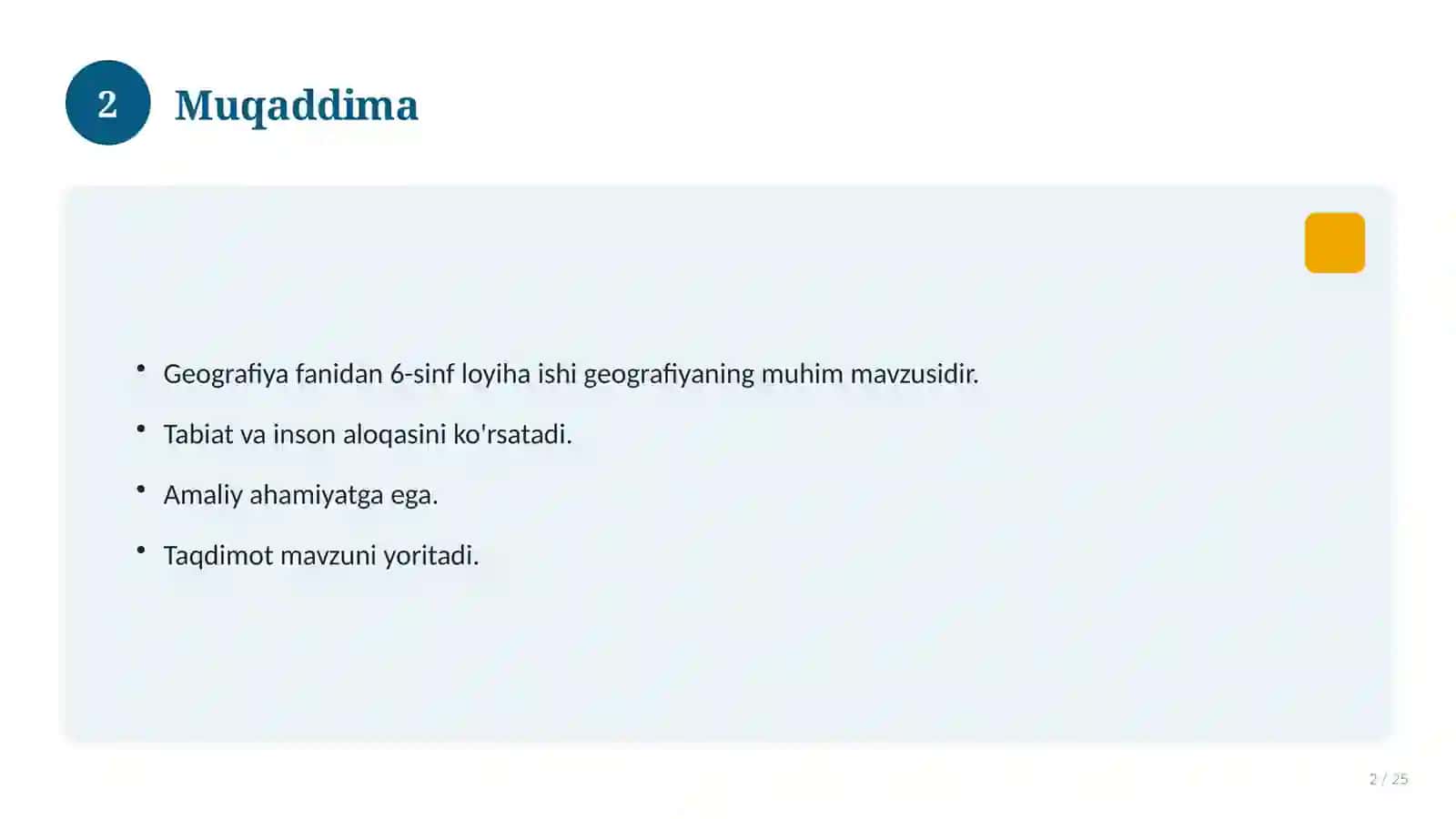 Geografiya fanidan 6-sinf loyiha ishi 2