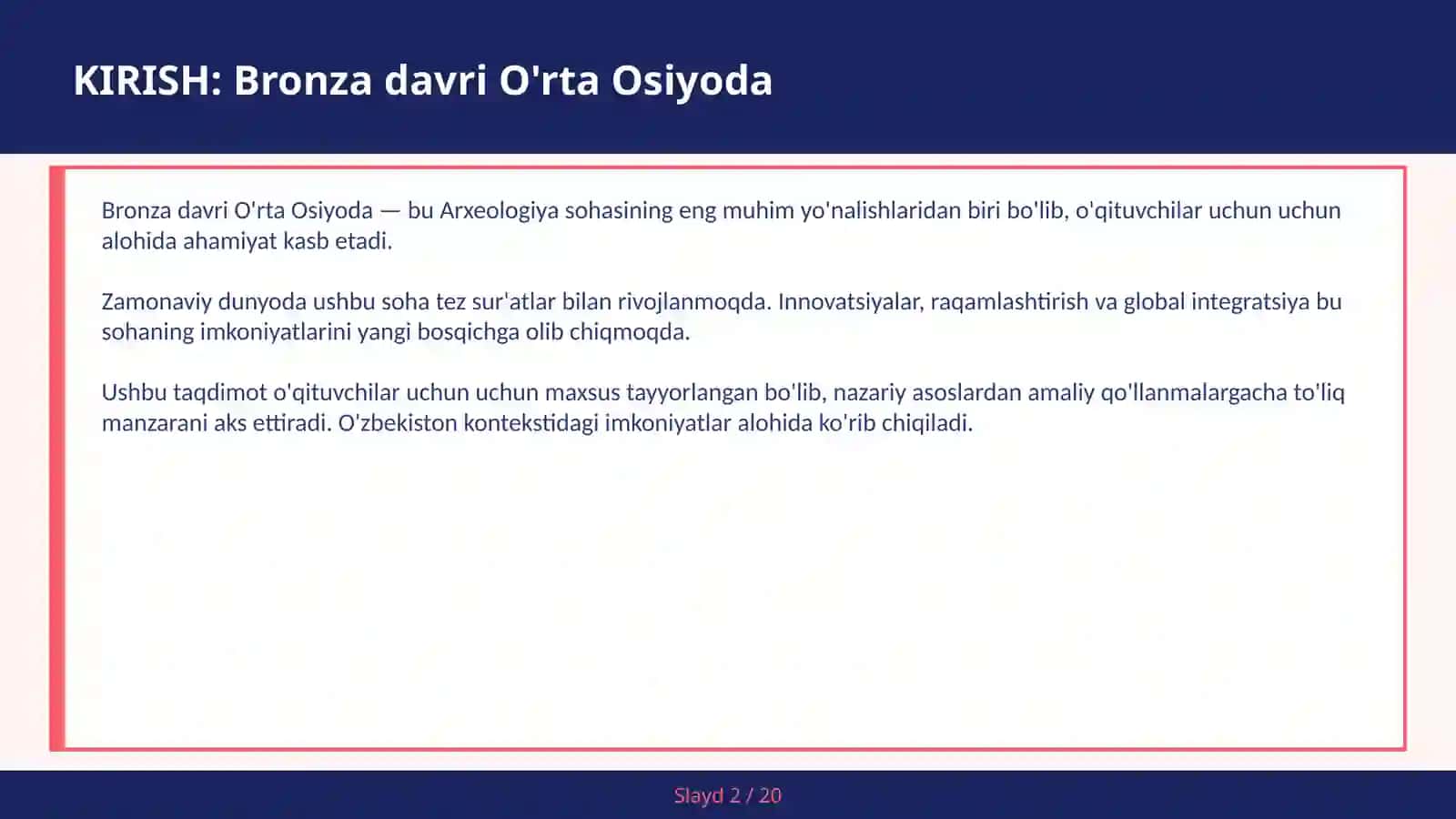 Bronza davri O'rt Osiyoda 2