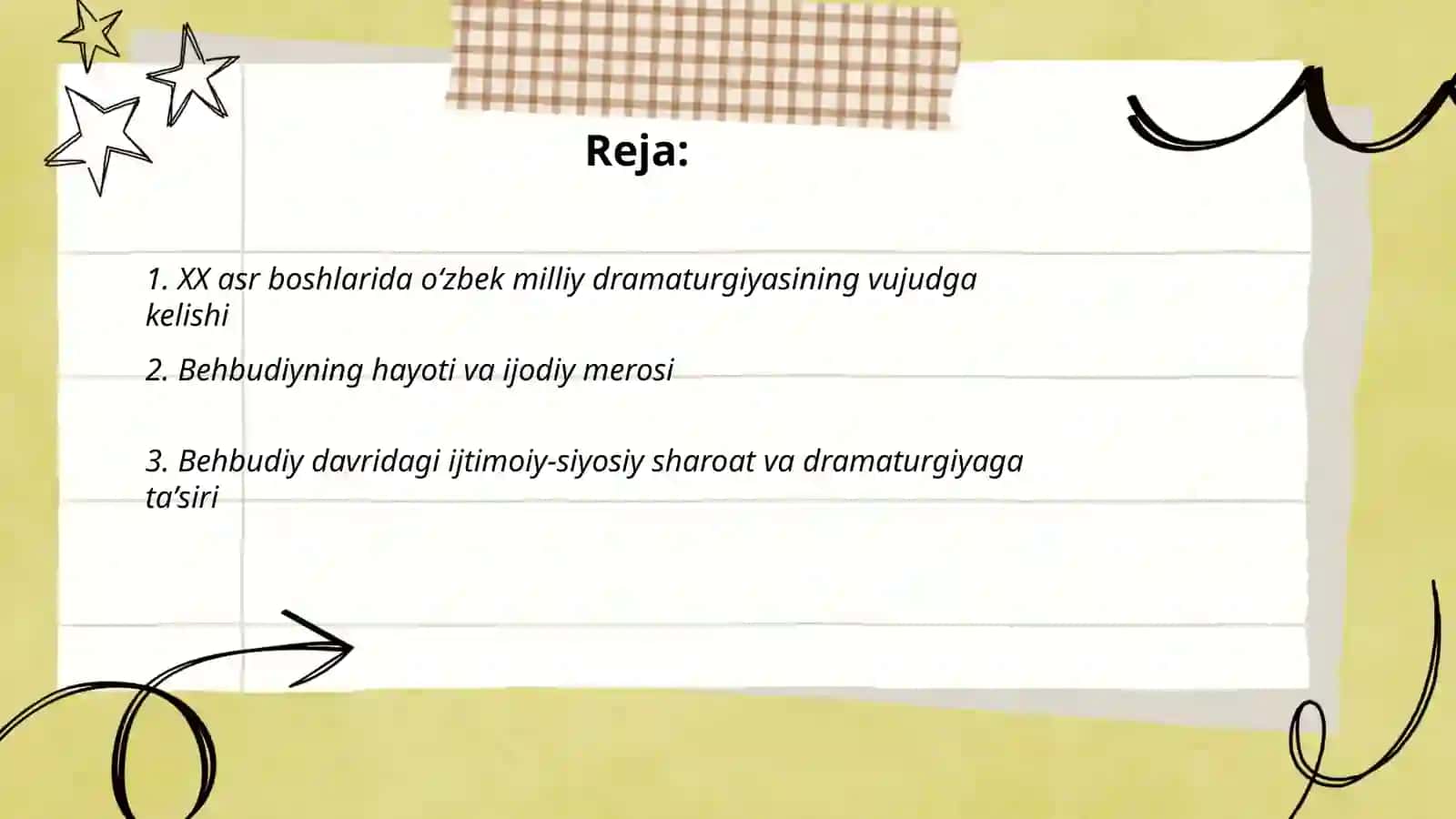 XX asr boshlaridagi milliy dramaturgiya. Behbudiy ijodi misolida oʻrganish 2