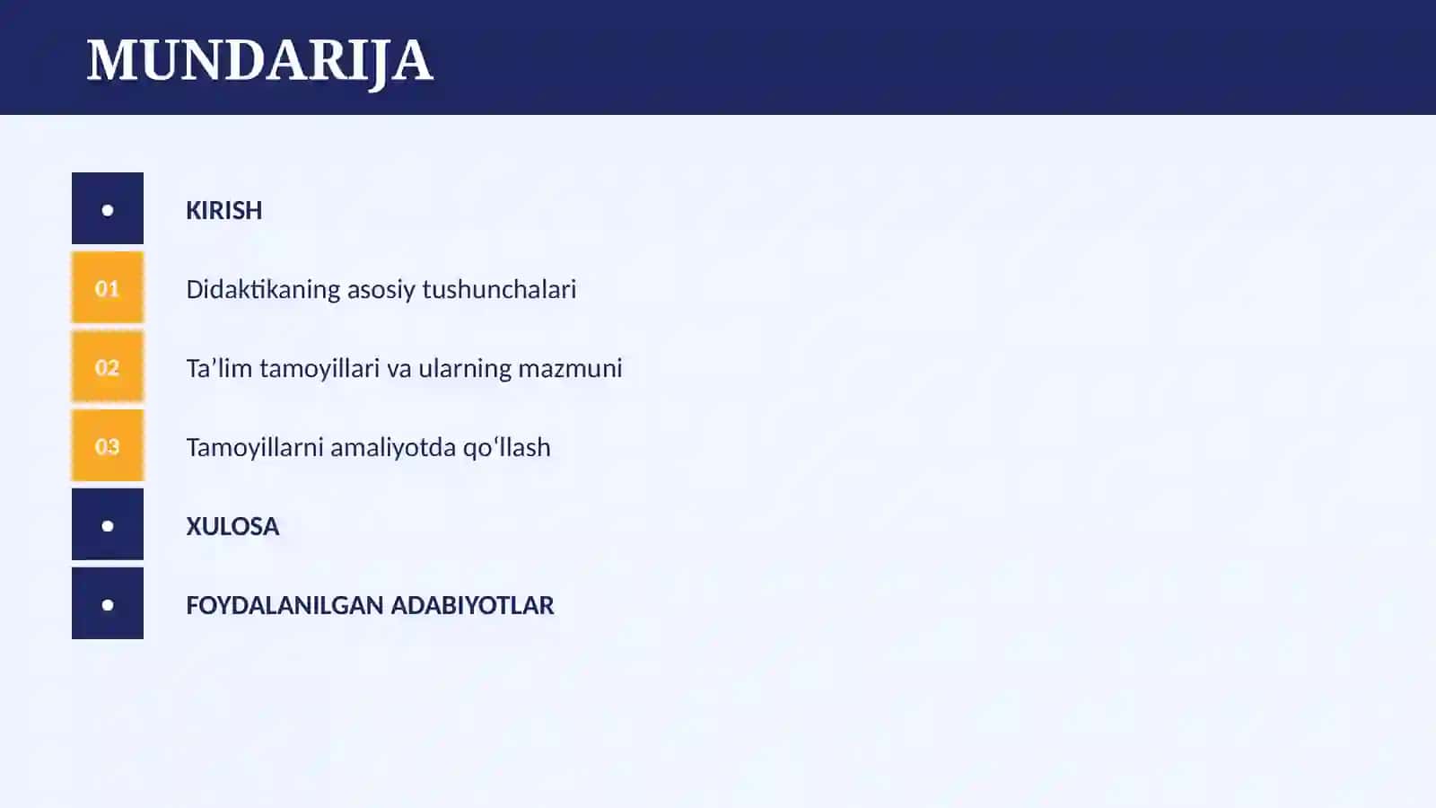 DIDAKTIKA –TA’LIM NAZARIYASI SIFATIDA. TA’LIM TAMOYILLARI 2