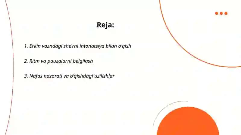 Erkin vazndagi she'rlarni ifodali oʻqish 2