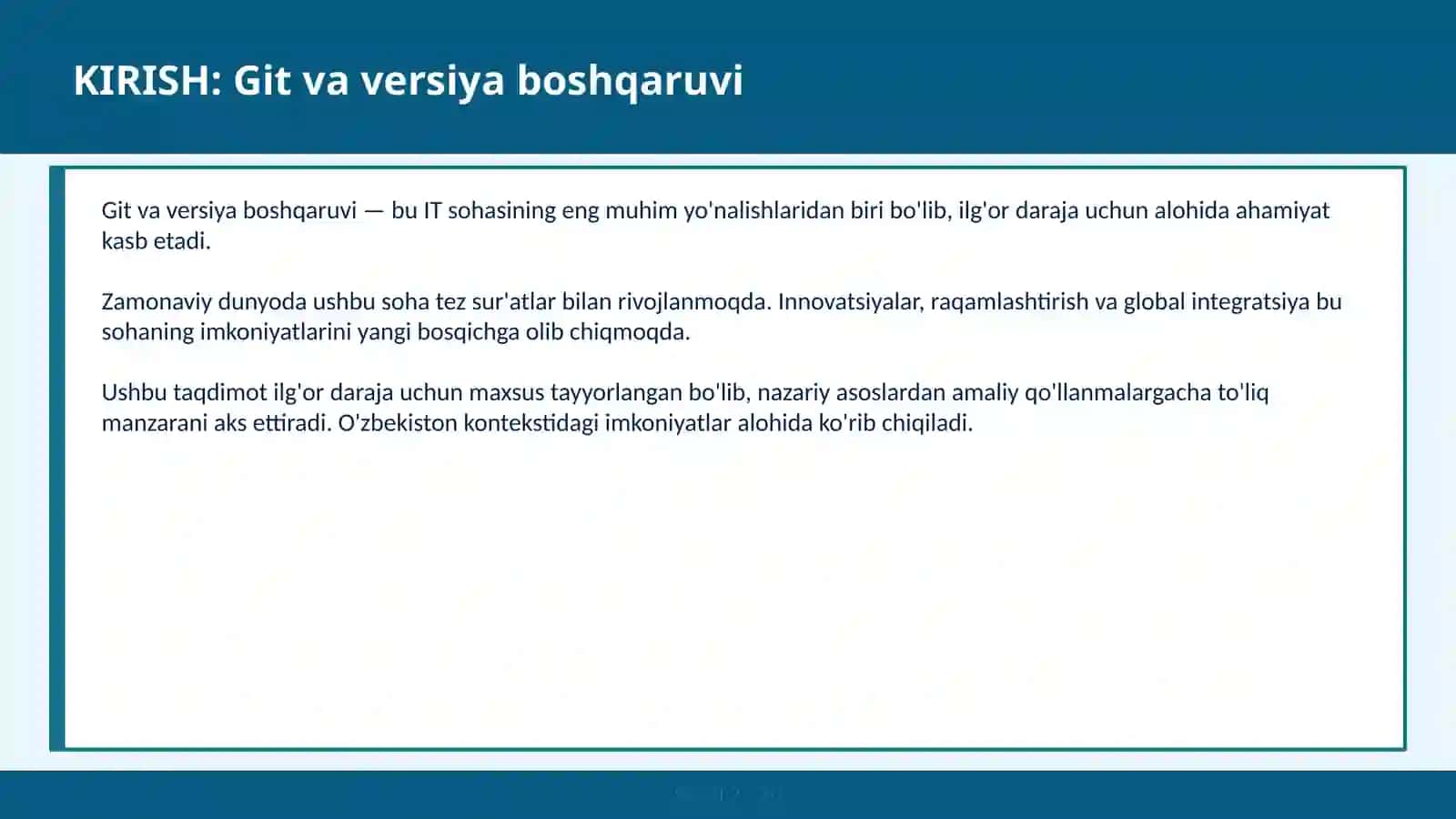 Git va versiya boshqaruv 2