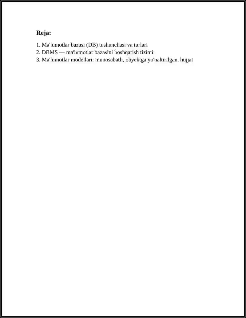 DATA BASE BASIC 2