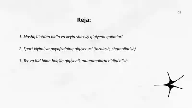 Jismoniy tarbiya va sport bilan shugʻullanishda shaxsiy va jamoa gigiyenasi 2