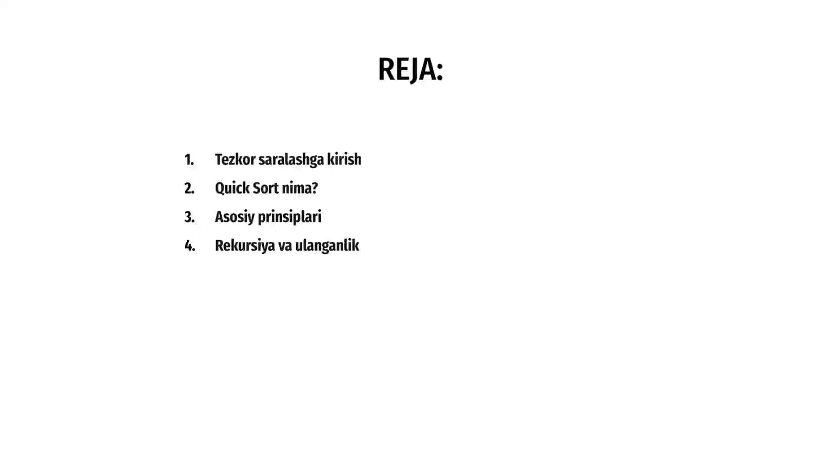 Tezkor saralash (Quick Sort) 2