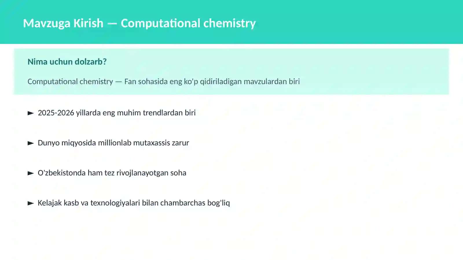 Computational chemistry 2