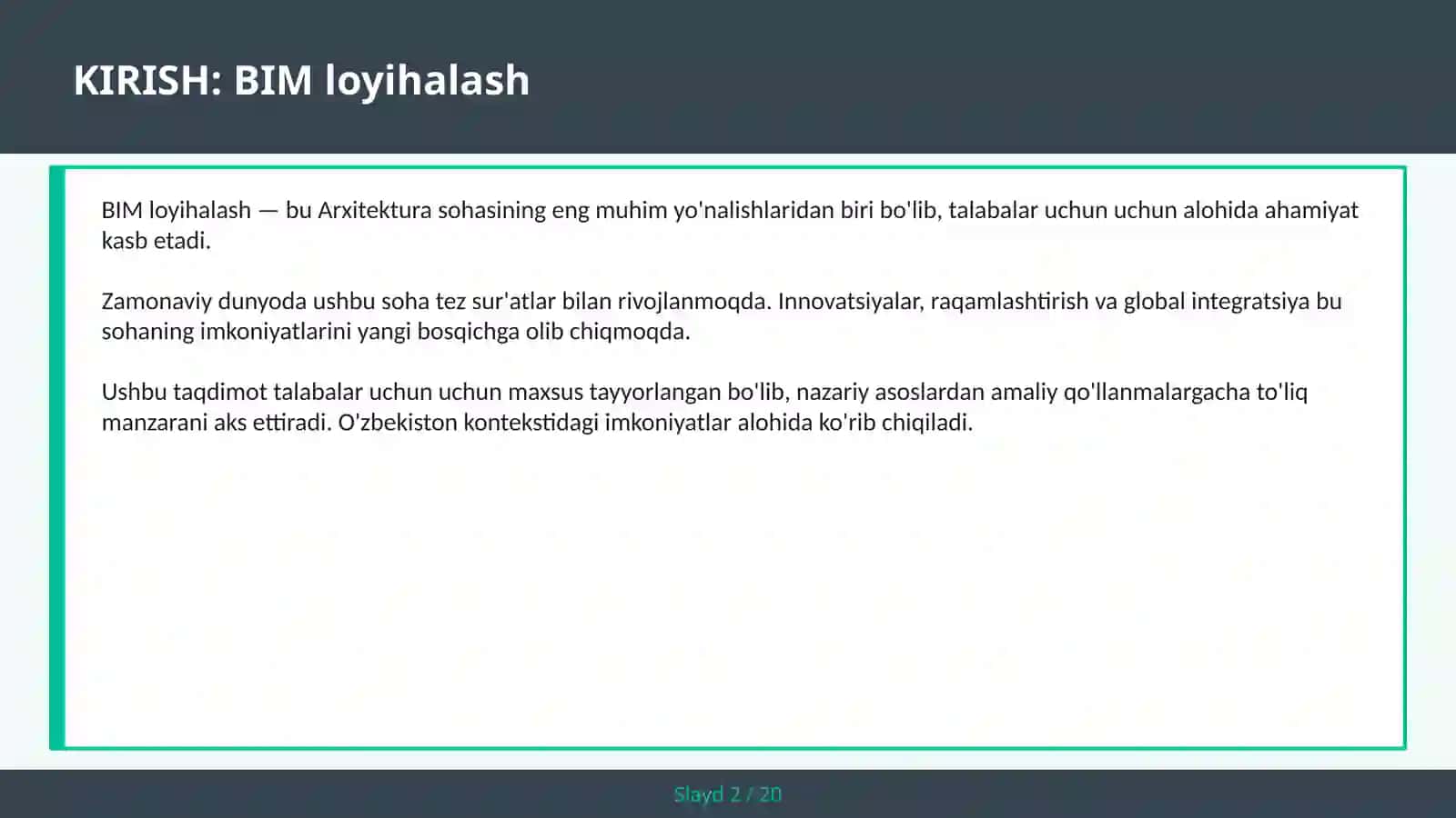 BIM LOYIHALASH 2