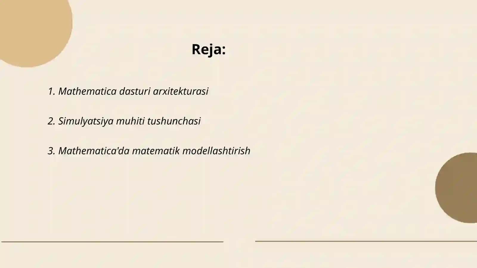 Mathematica dasturi arxitekturasi 2