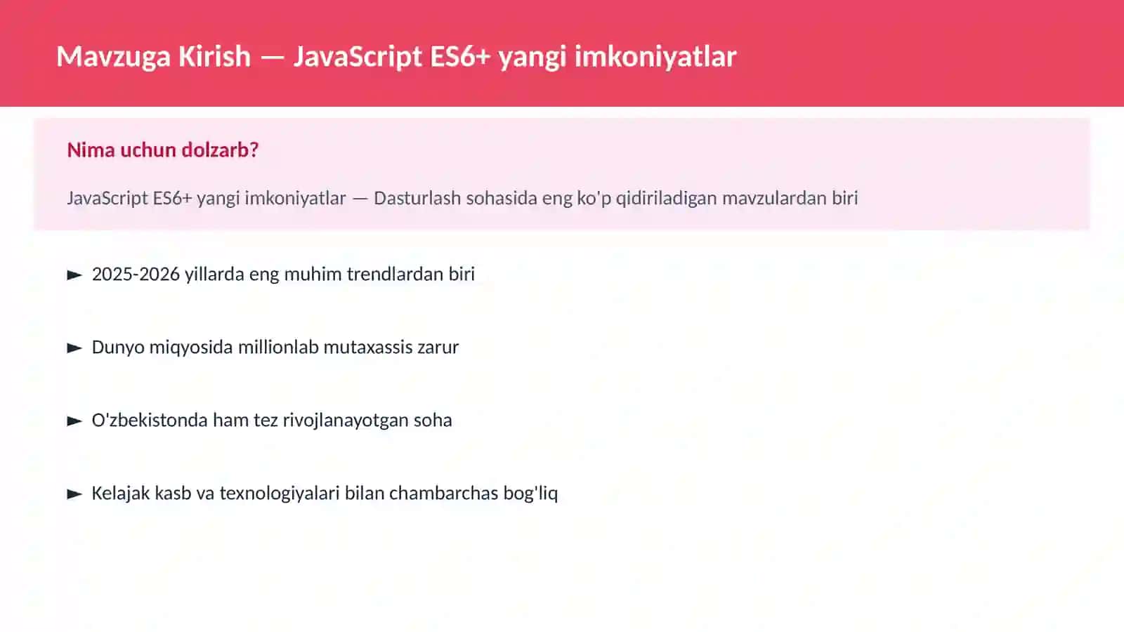 DASTURLASH | JAVASCRIPT VA WEB 2