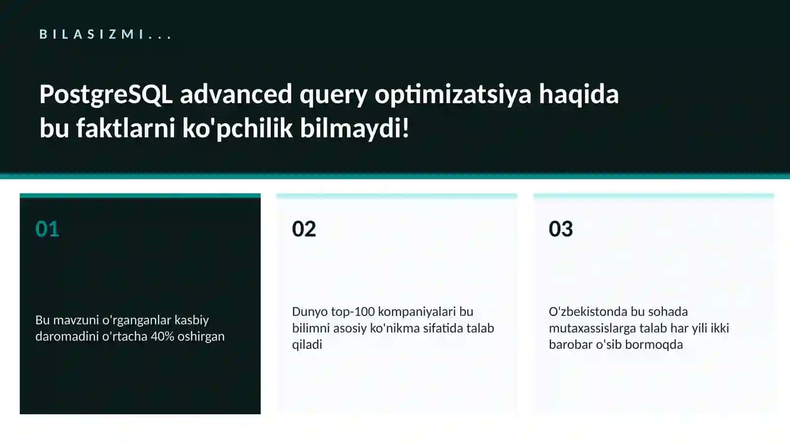 PostgreSQL advanced query optimizatsiya 2