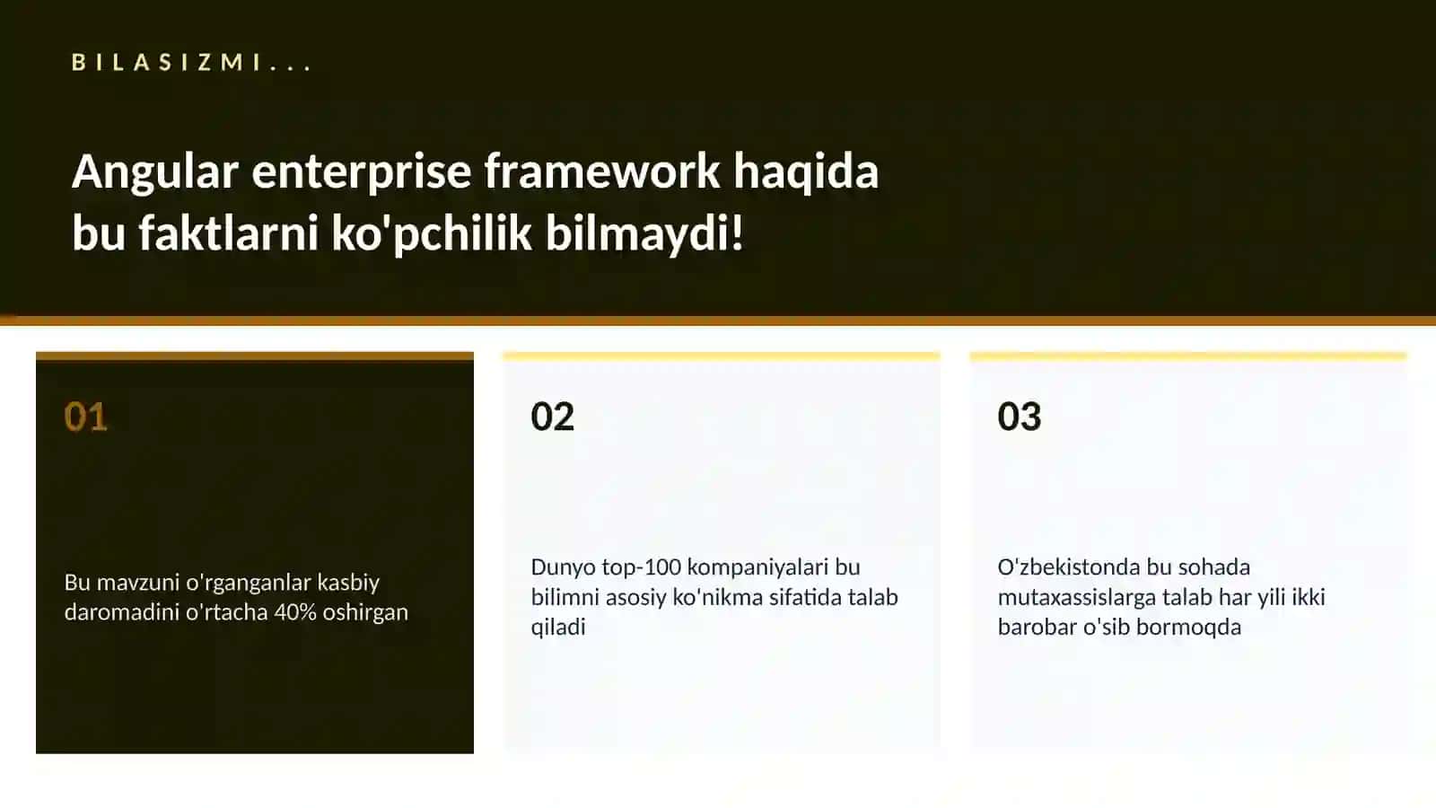 DASTURLASH VA KODLASH Angular enterprise framework 2