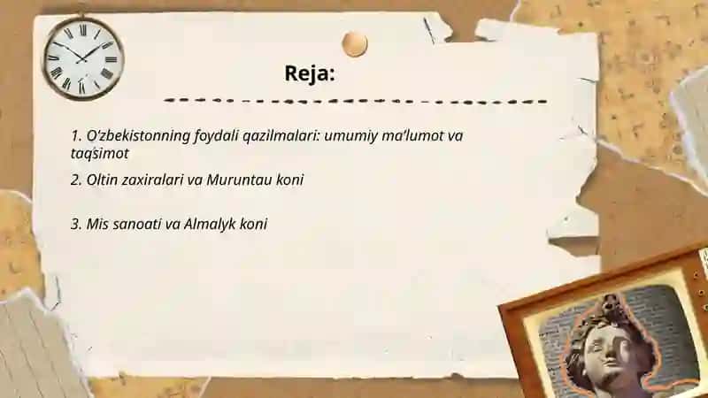 Oʻzbekistonning foydali qazilmalari: umumiy maʼlumot va taqsimot 2